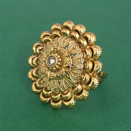 Antique Adjustable Ring With Matte Gold Plating