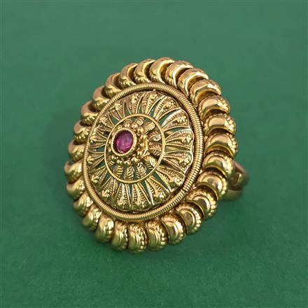 Antique Adjustable Ring With Matte Gold Plating