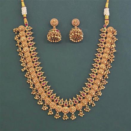 Antique South Indian Necklace With Matte Gold Plating