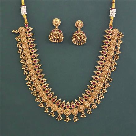 Antique South Indian Necklace With Matte Gold Plating