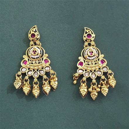 Antique Moti Earring With Matte Gold Plating