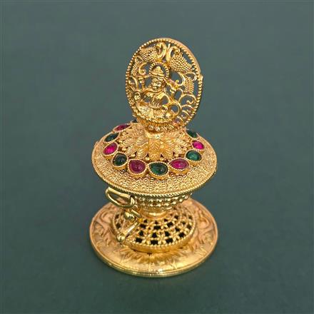 Antique Temple Sindoor Box With Matte Gold Plating