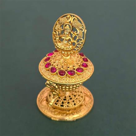 Antique Temple Sindoor Box With Matte Gold Plating