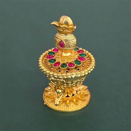 Antique Classic Sindoor Box With Matte Gold Plating