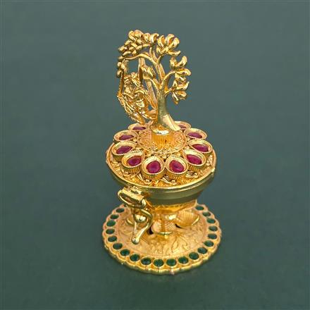 Antique Temple Sindoor Box With Matte Gold Plating