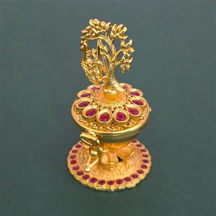 Antique Temple Sindoor Box With Matte Gold Plating