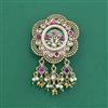 Antique Moti Brooch With Matte Gold Plating