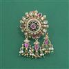 Antique Moti Brooch With Matte Gold Plating