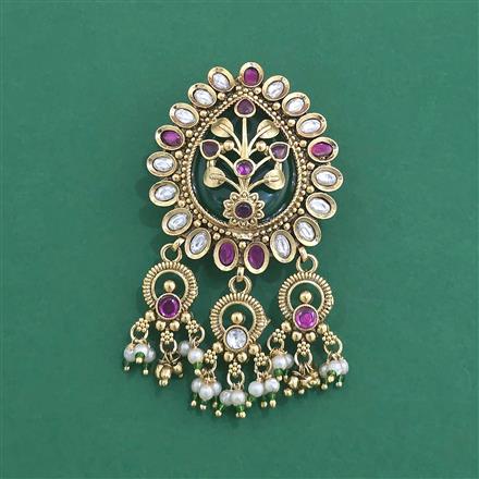 Antique Moti Brooch With Matte Gold Plating