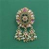 Antique Moti Brooch With Matte Gold Plating