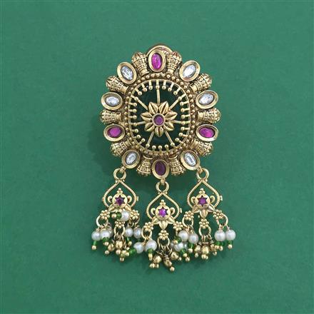 Antique Moti Brooch With Matte Gold Plating