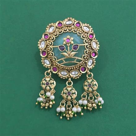 Antique Moti Brooch With Matte Gold Plating