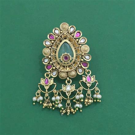 Antique Moti Brooch With Matte Gold Plating