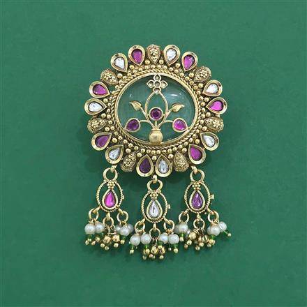 Antique Moti Brooch With Matte Gold Plating