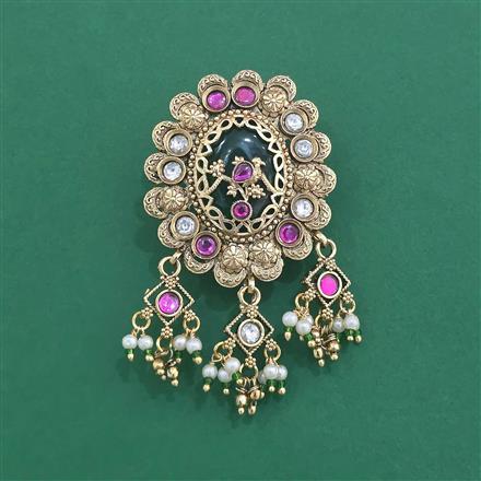 Antique Moti Brooch With Matte Gold Plating