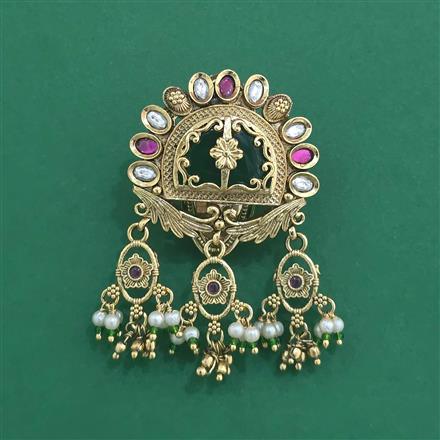 Antique Moti Brooch With Matte Gold Plating