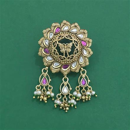 Antique Moti Brooch With Matte Gold Plating