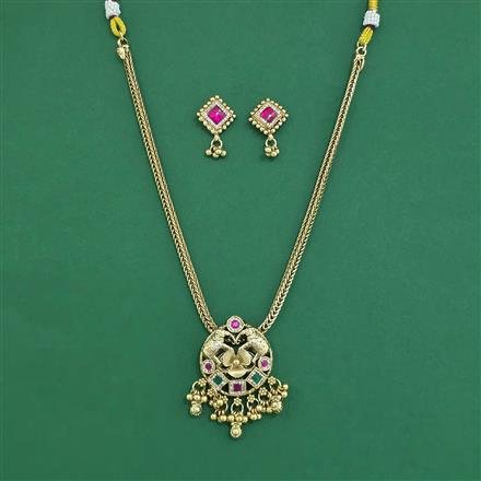 Antique Classic Pendant Set With Matte Gold Plating