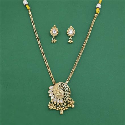 Antique Classic Pendant Set With Matte Gold Plating