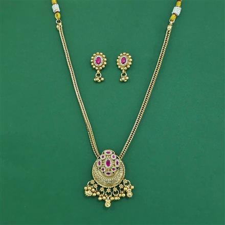 Antique Classic Pendant Set With Matte Gold Plating