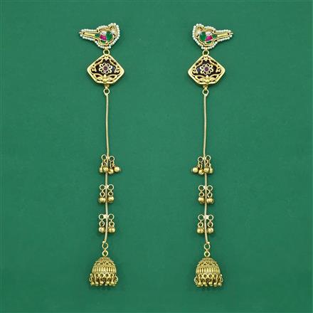 Antique Jhumki With Matte Gold Plating