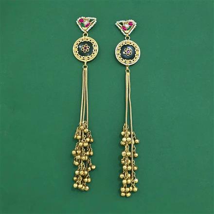 Antique Moti Earring With Matte Gold Plating