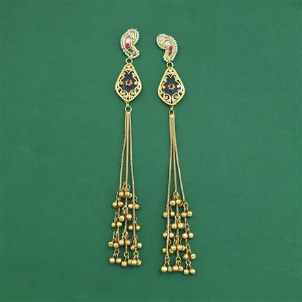 Antique Moti Earring With Matte Gold Plating