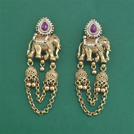 Antique Moti Earring With Matte Gold Plating