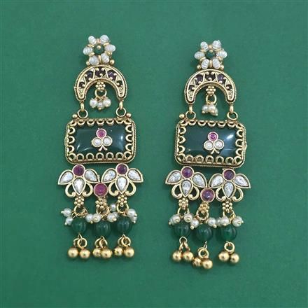 Antique Moti Earring With Matte Gold Plating