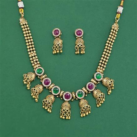 Antique Classic Necklace With Matte Gold Plating