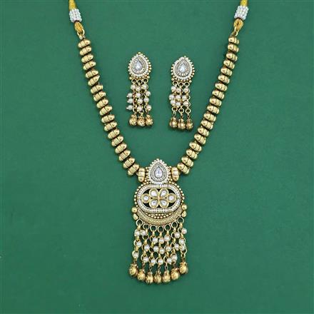 Antique Moti Necklace With Matte Gold Plating