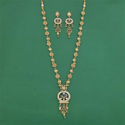 Antique Moti Necklace With Matte Gold Plating