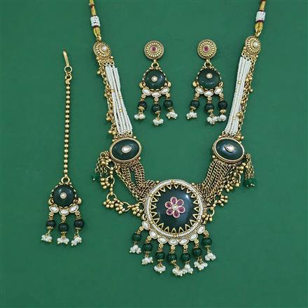 Antique Moti Necklace With Matte Gold Plating