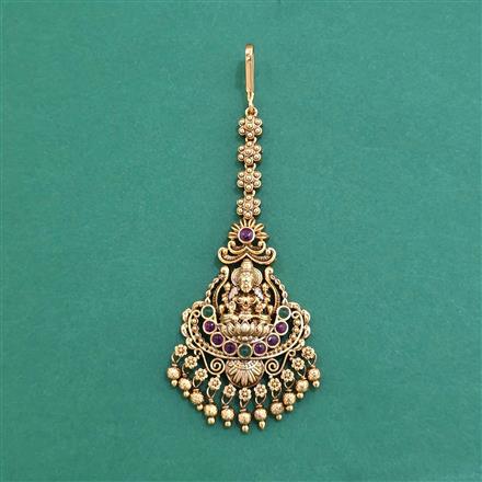 Antique South Indian Tikka With Matte Gold Plating