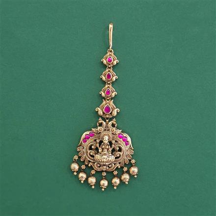 Antique Temple Tikka With Matte Gold Plating