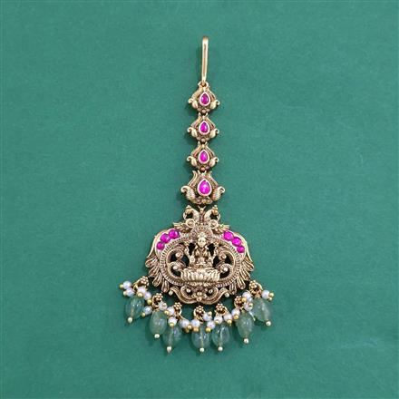 Antique Temple Tikka With Matte Gold Plating