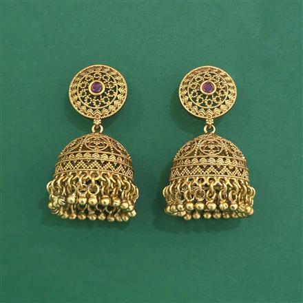 Antique Jhumki With Matte Gold Plating