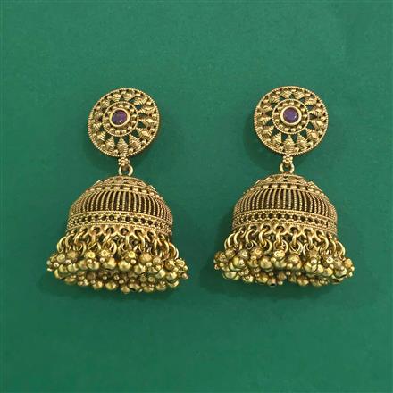 Antique Jhumki With Matte Gold Plating