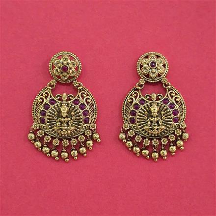 Antique Temple Earring With Matte Gold Plating