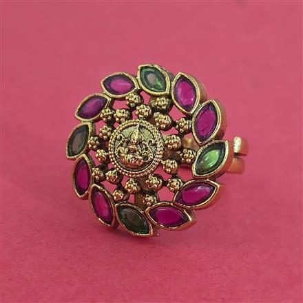 Antique Adjustable Ring With Matte Gold Plating