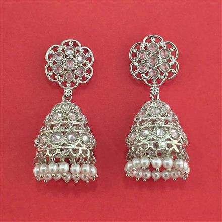Antique Jhumki With Rhodium Plating