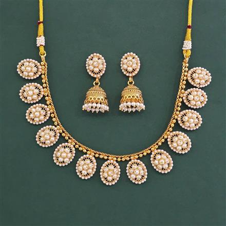 Antique Pearl Necklace With Gold Plating