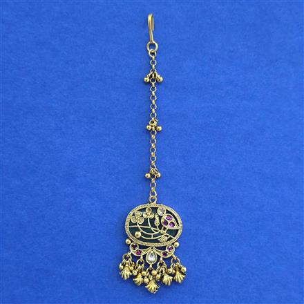 Antique Heritage Maang Tikka With Matte Gold Plating