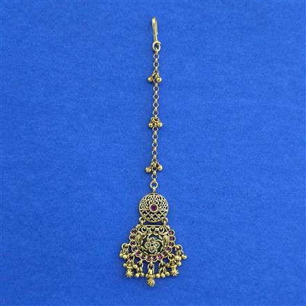 Antique Heritage Maang Tikka With Matte Gold Plating