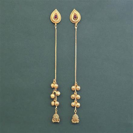 Antique Long Earring With Matte Gold Plated