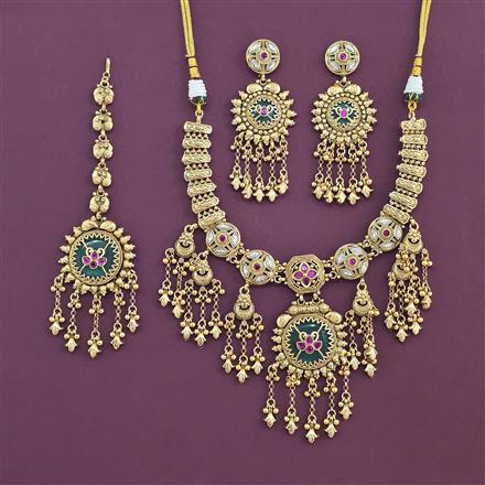 Antique Heritage Necklace Set Set With Matte Gold Plating