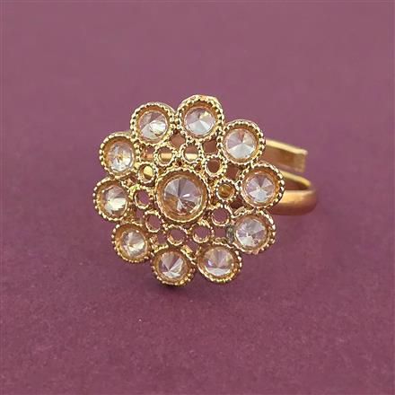 Antique Adjustable Ring With Matte Gold Plating