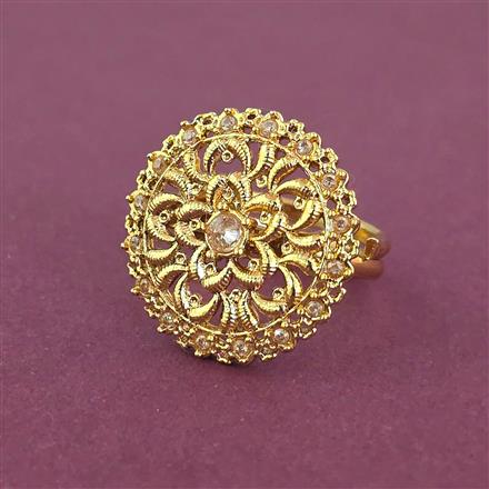 Antique Adjustable Ring With Matte Gold Plating