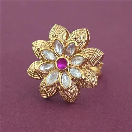 Antique Adjustable Ring With Matte Gold Plating