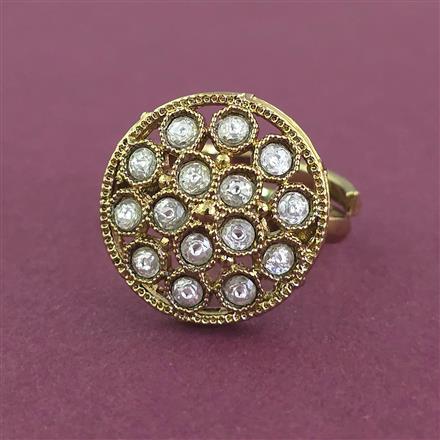 Antique Adjustable Ring With Mehndi Plating